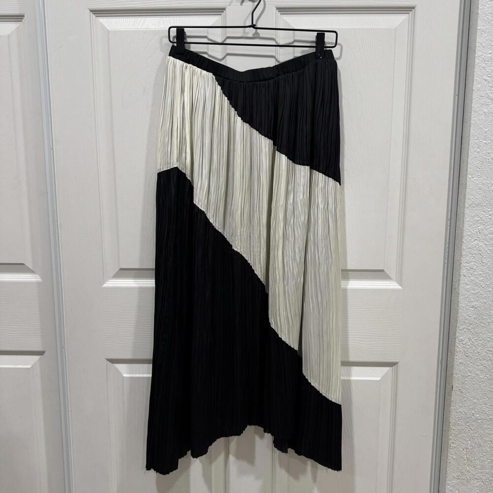 Women’s Ramy Brook Women's Midi Adena Skirt Size Large L Geometric Ivory Black - Picture 10 of 10